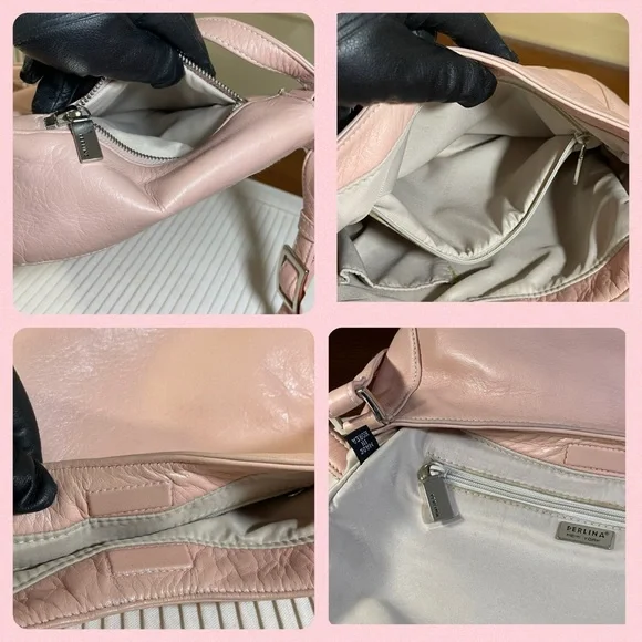 Perlina New York Pink Leather Shoulder Bag - Picture 12 of 16